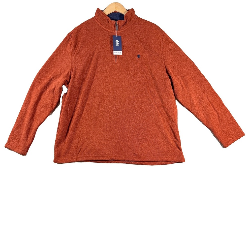 IZOD Men's Comfort Performance 1/4 Zip Fleece Pullover Burnt Henna XXL NWT